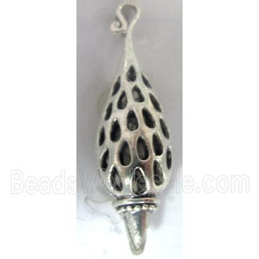 Hollow Tibetan Silver pendant, lead free and nickel free
