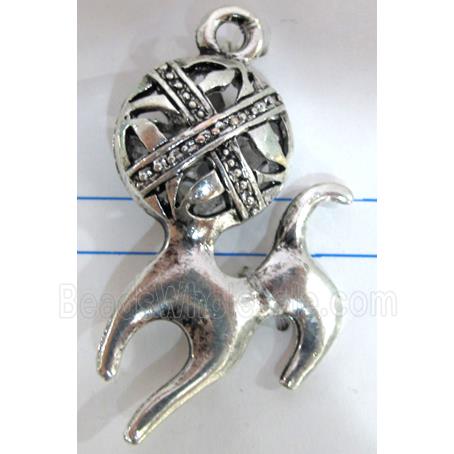 Tibetan Silver dog pendants, Non-Nickel