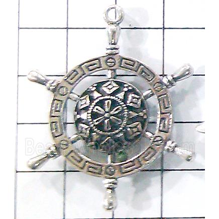 Hollow Tibetan Silver pendant, lead free and nickel free