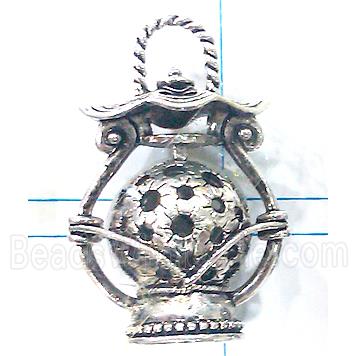 Hollow Tibetan Silver pendant, lead free and nickel free