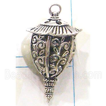 Hollow Tibetan Silver pendant, lead free and nickel free