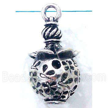 Hollow Tibetan Silver pendant, lead free and nickel free
