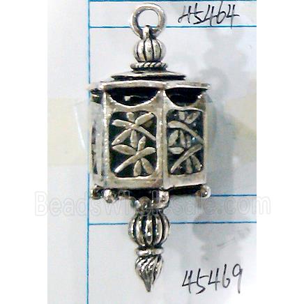 Hollow Tibetan Silver pendant, lead free and nickel free