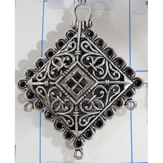 Hollow Tibetan Silver pendant, lead free and nickel free