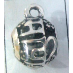 hollow, round tibetan silver hanger bead, lead free and nickel free