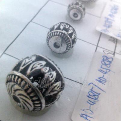 round tibetan silver beads, hollow, lead free and nickel free