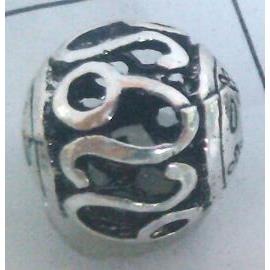 round tibetan silver beads, hollow, lead free and nickel free