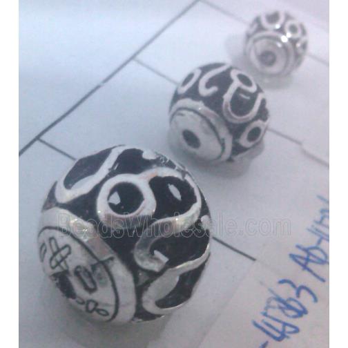 round tibetan silver beads, hollow, lead free and nickel free