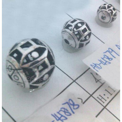 round tibetan silver beads, hollow, lead free and nickel free