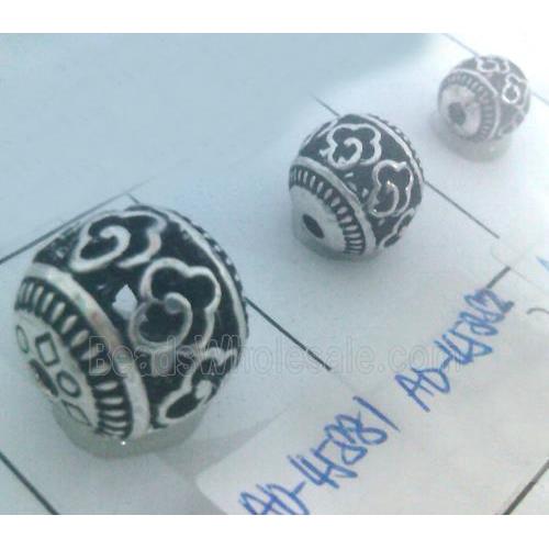 round tibetan silver beads, hollow, lead free and nickel free