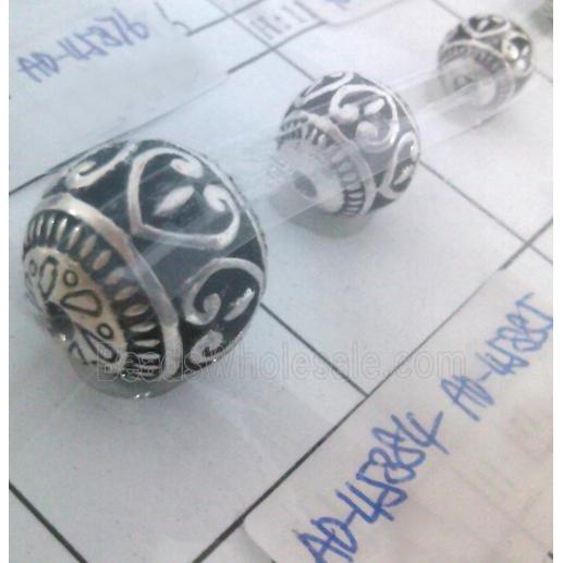 round tibetan silver beads, hollow, lead free and nickel free