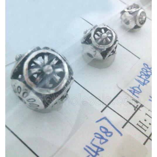 round tibetan silver beads, hollow, lead free and nickel free