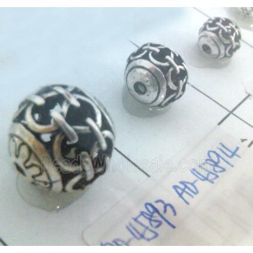 round tibetan silver beads, hollow, lead free and nickel free