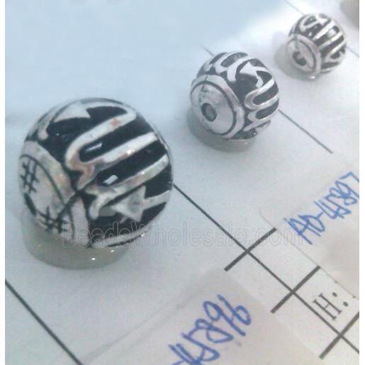 round tibetan silver beads, hollow, lead free and nickel free