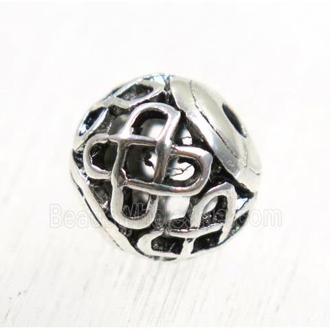 round tibetan silver beads, hollow, lead free and nickel free