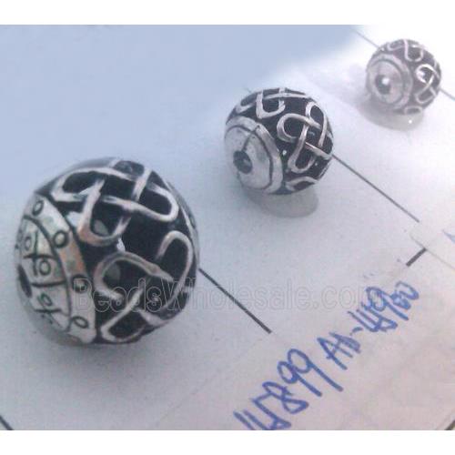 round tibetan silver beads, hollow, lead free and nickel free