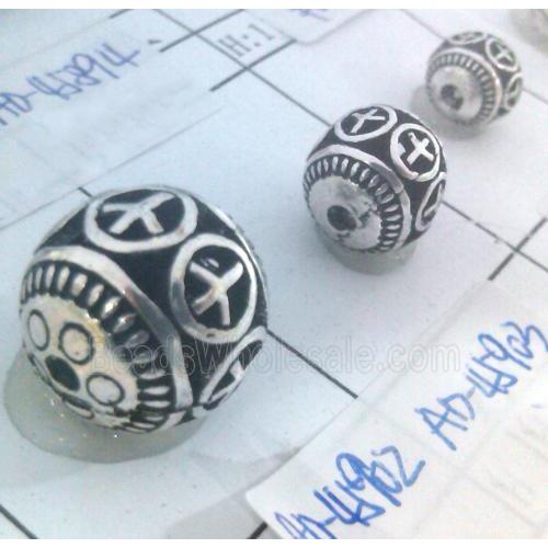 round tibetan silver beads, hollow, lead free and nickel free