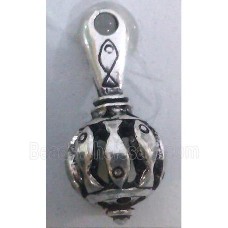 Tibetan Silver pendant, hollow, lead free and nickel free