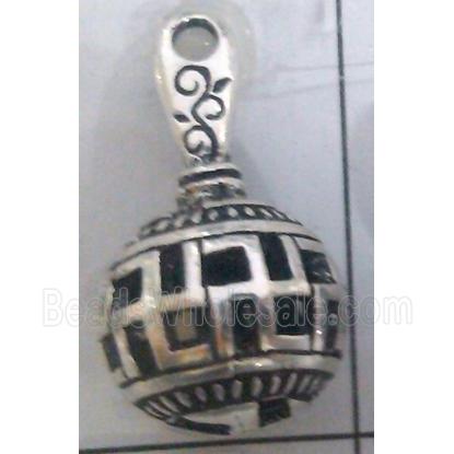 hollow Tibetan Silver pendant, lead free and nickel free