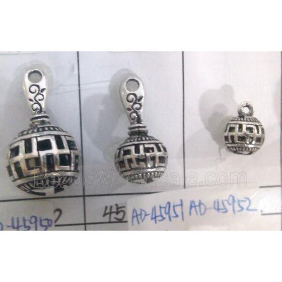 hollow Tibetan Silver pendant, lead free and nickel free