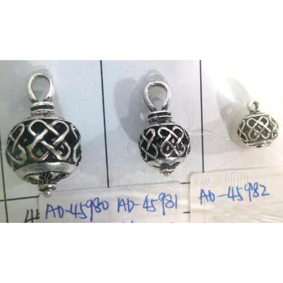 Tibetan Silver hollow pendant, lead free and nickel free
