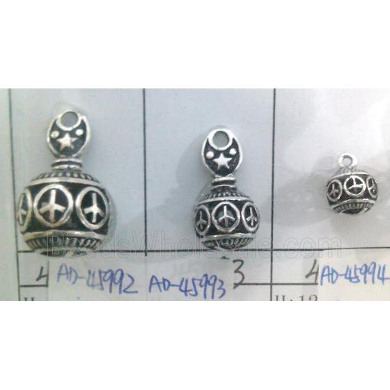 hollow Tibetan Silver Pendant, lead free and nickel free