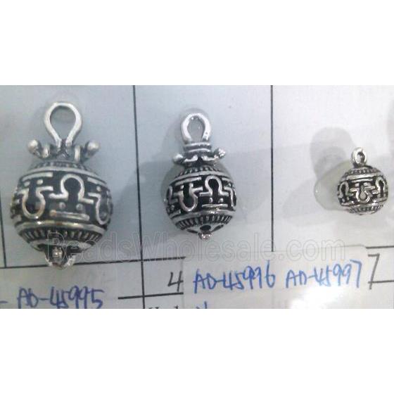 hollow Tibetan Silver Pendant, lead free and nickel free