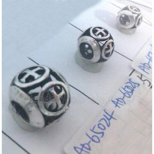 Tibetan Silver Beads, hollow, lead free and nickel free