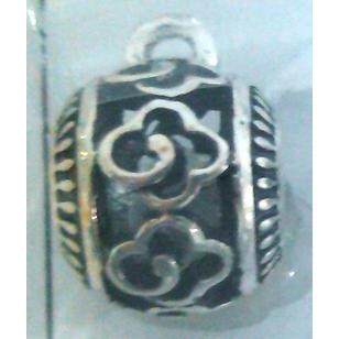 hollow, round tibetan silver hanger bead, lead free and nickel free
