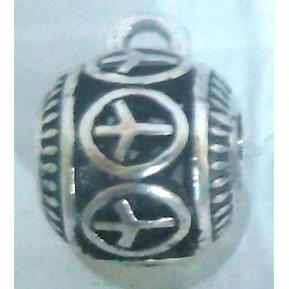 hollow, round tibetan silver hanger bead, lead free and nickel free