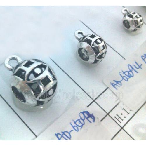 hollow, round tibetan silver hanger bead, lead free and nickel free