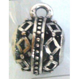 hollow, round tibetan silver hanger bead, lead free and nickel free