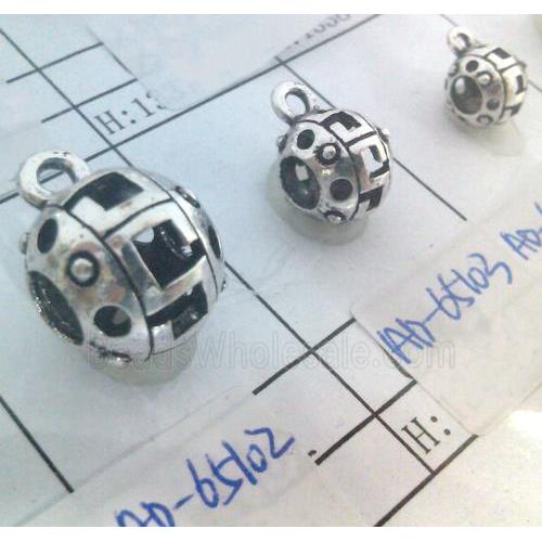 hollow, round tibetan silver hanger bead, lead free and nickel free