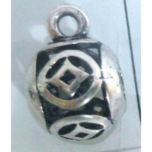 hollow, round tibetan silver hanger bead, lead free and nickel free