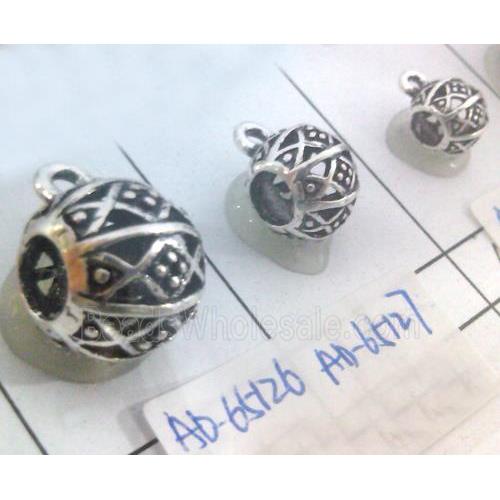 hollow, round tibetan silver hanger bead, lead free and nickel free