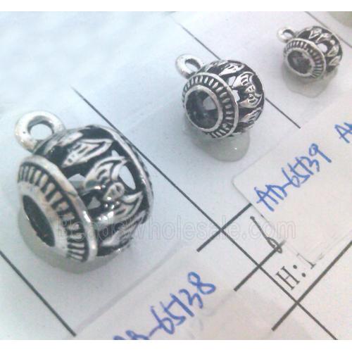 hollow, round tibetan silver hanger bead, lead free and nickel free