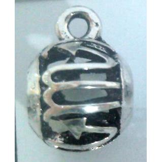 hollow, round tibetan silver hanger bead, lead free and nickel free