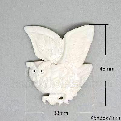 antique cattle bone owl charm beads