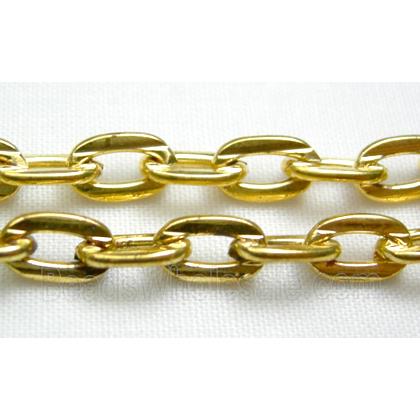 flat link Cable Chain, iron, gold plated