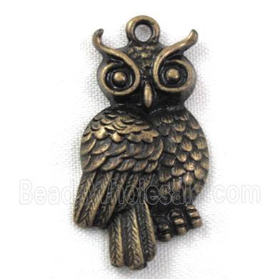 Tibetan Silver Owl Charms pendants, Antique bronze