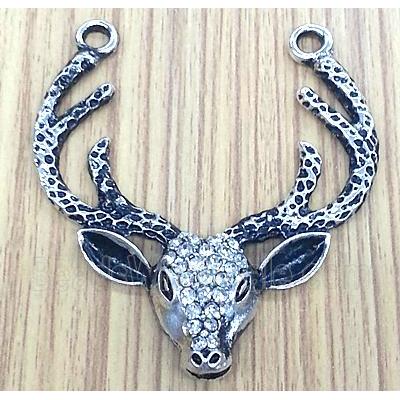 tibetan silver wapiti pendant, Non-Nickel, with rhinestone