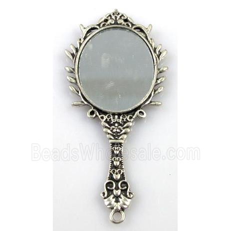 tibetan silver charms pendants, mirror-pad, non-nickel