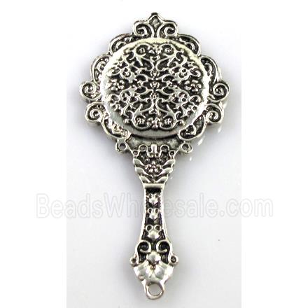 tibetan silver charms pendants, mirror-pad, non-nickel