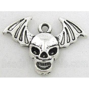 tibetan silver skull pendant, Non-Nickel