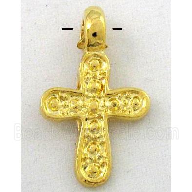 Tibetan silver cross pendants, gold plated