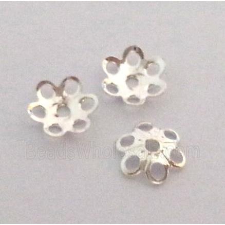 copper caps bead, silver plated