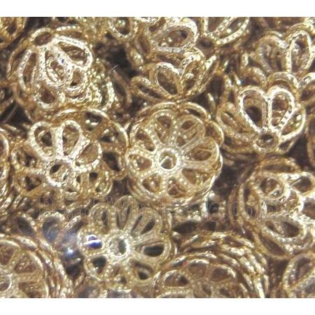 colorfast beadcaps, copper, gold plated