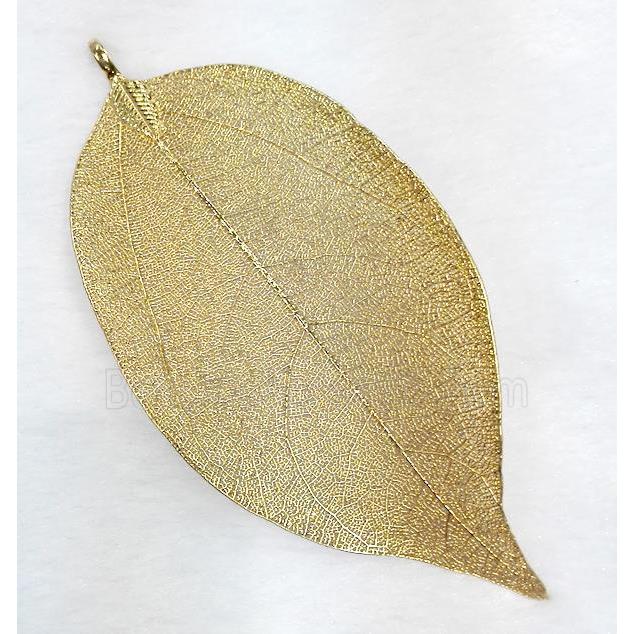 Unfading copper leaf pendant, gold plated
