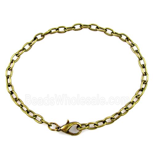 iron chain bracelet, antique bronze, nickel free