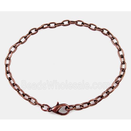 iron chain bracelet, antique red copper, nickel free